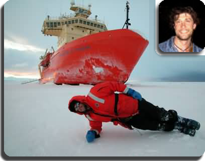 Joel using FitDeck Mobile in Antarctica